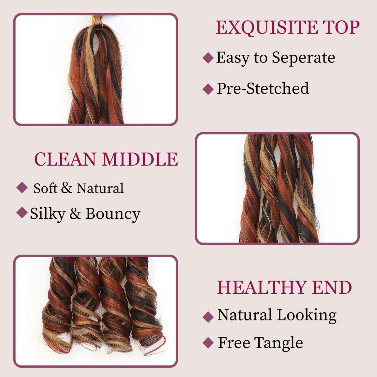 GOTEFERBE French Curl Braiding Hair styled in box braids