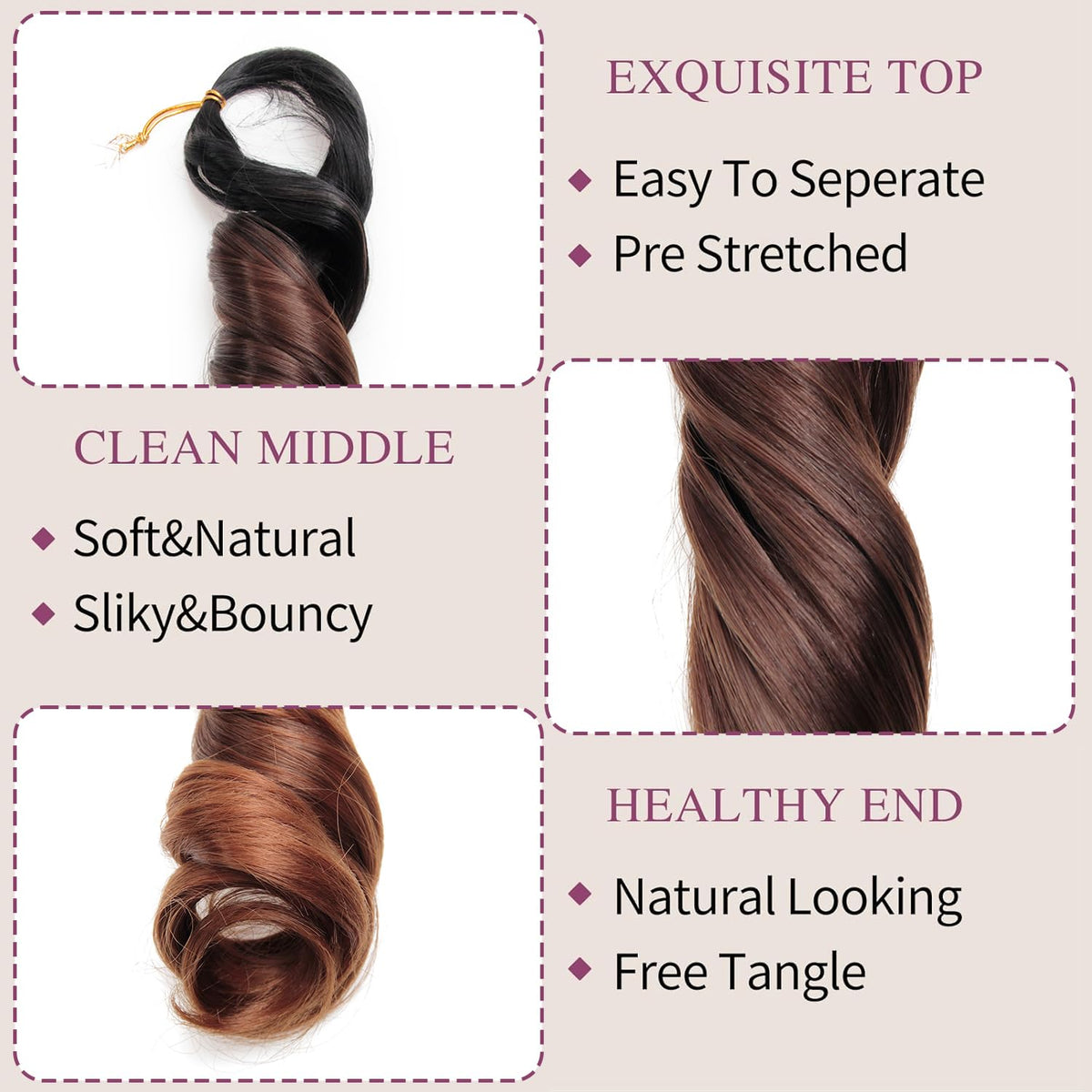 GOTEFERBE French Curl Braiding Hair styled in box braids