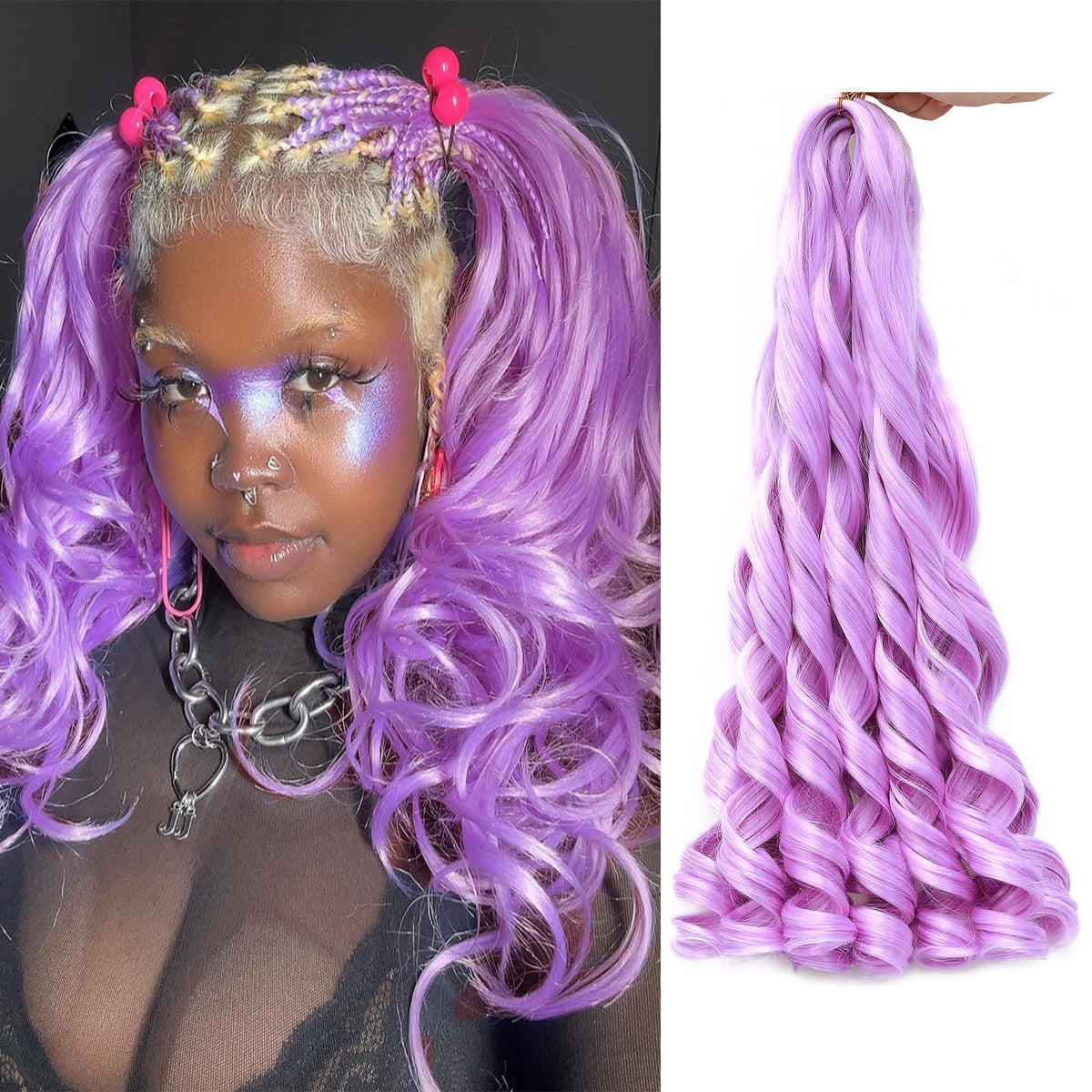 GOTEFERBE French Curl Crochet Braiding Hair 18 Inch front view