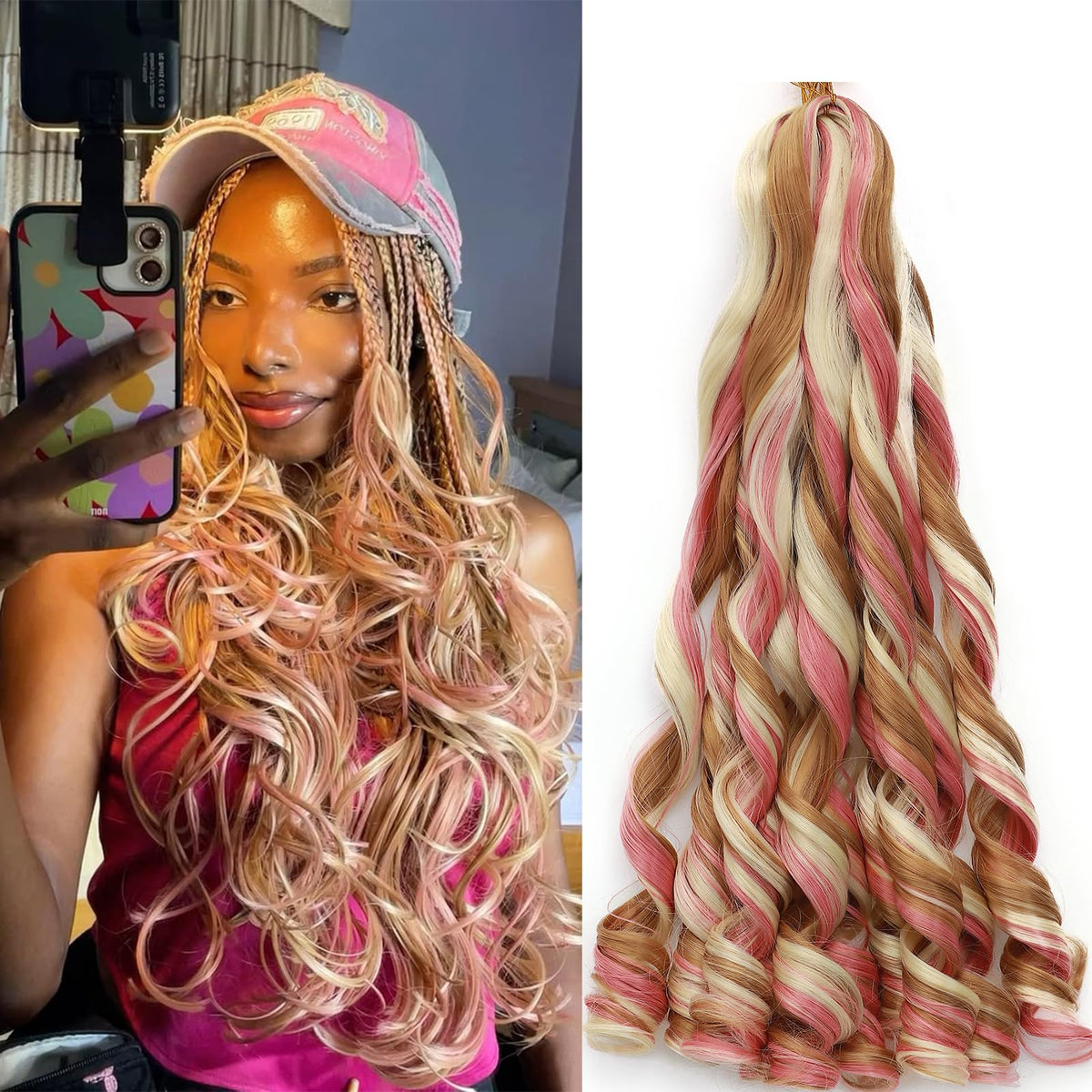 GOTEFERBE French Curl Crochet Braiding Hair 18 Inch front view