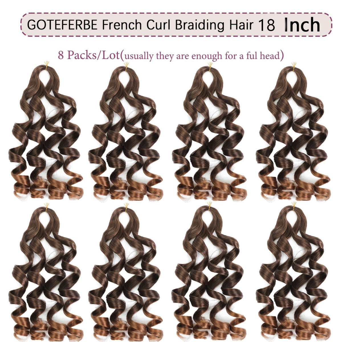 GOTEFERBE French Curl Crochet Braiding Hair 18 Inch packaging
