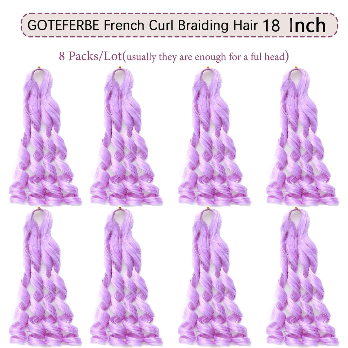 GOTEFERBE French Curl Crochet Braiding Hair 8 packs display
