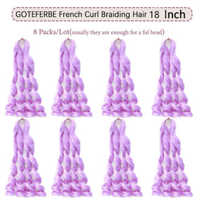 GOTEFERBE French Curl Crochet Braiding Hair 8 packs display