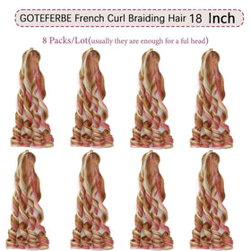 GOTEFERBE French Curl Crochet Braiding Hair 8 packs display