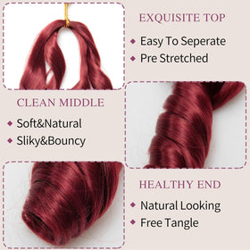 GOTEFERBE French Curly Braiding Hair 24 inch mixed burgundy close-up texture