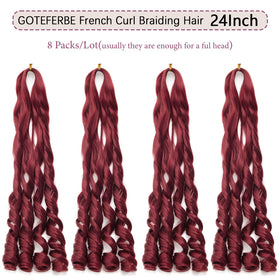 GOTEFERBE French Curly Braiding Hair 24 inch mixed burgundy side view