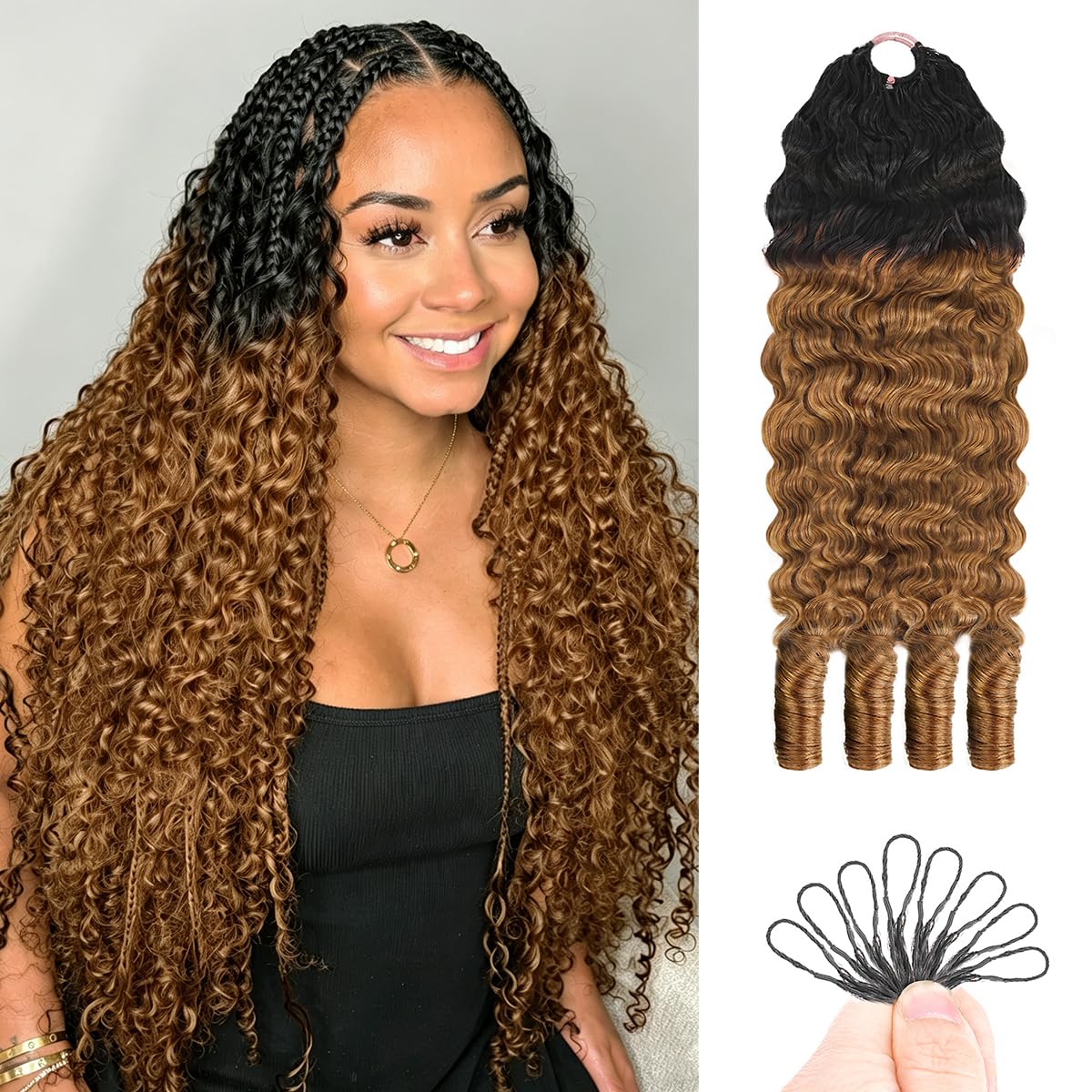 Goulus Burmese Curly Crochet Hair 120g bundle front view