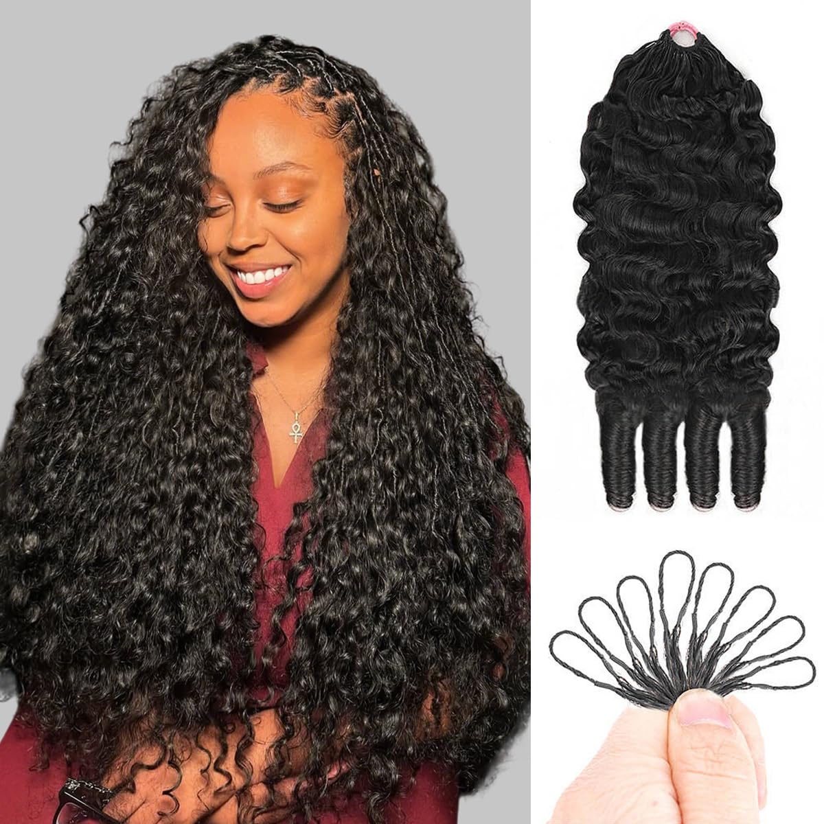 Goulus Burmese Curly Crochet Hair 120g bundle front view