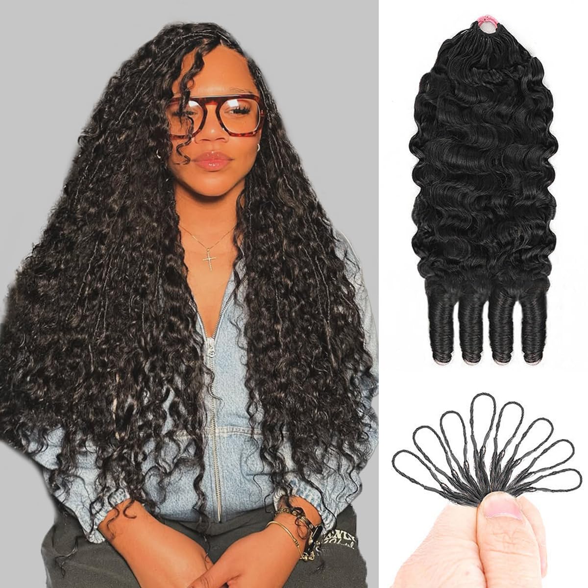 Goulus Burmese Curly Crochet Hair bundles in natural black