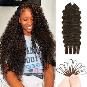 Goulus Chocolate Brown Burmese Curly Crochet Hair front view