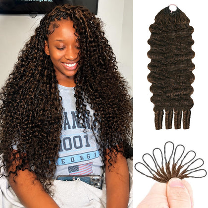 Goulus Chocolate Brown Burmese Curly Crochet Hair front view