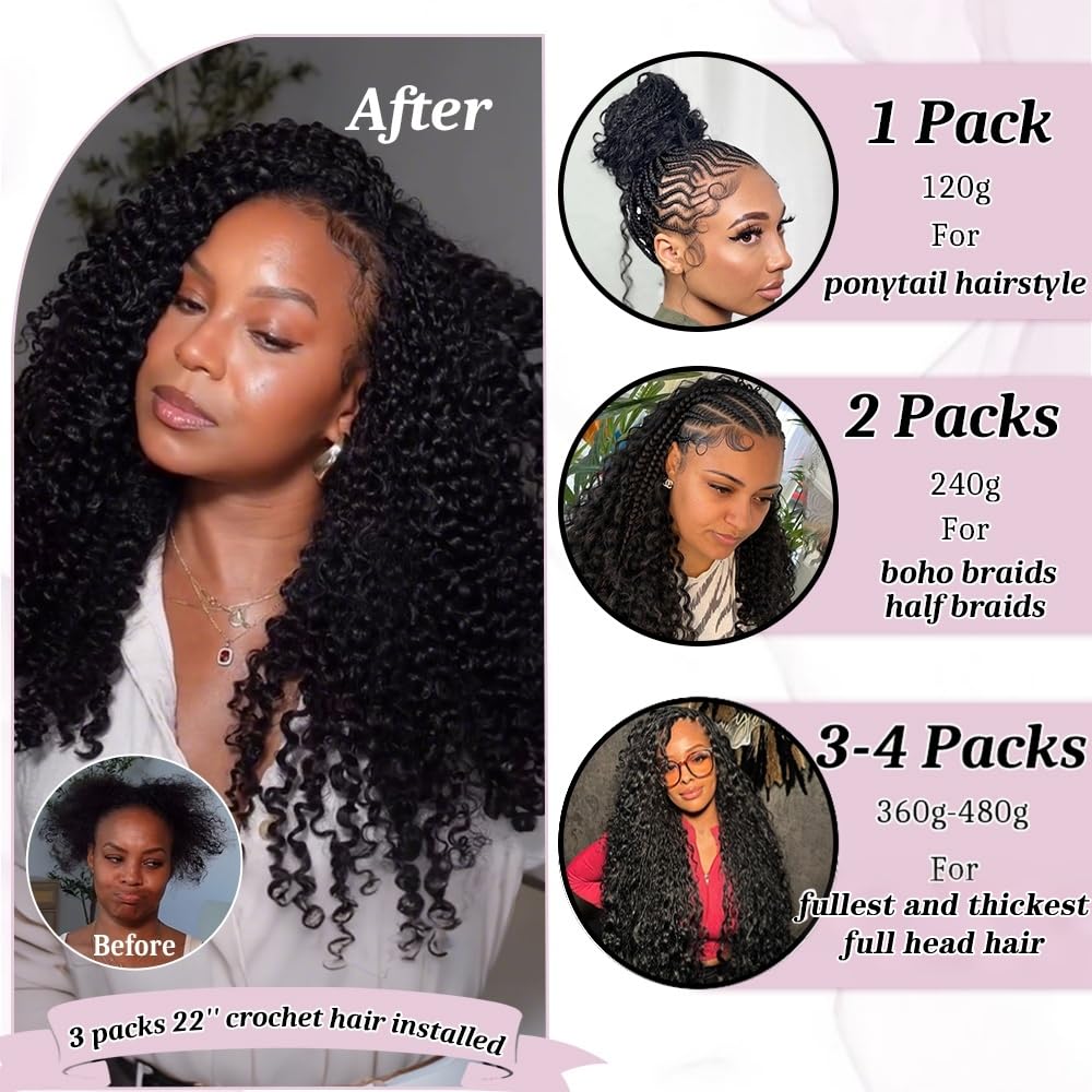 Goulus crochet hair bundles displayed with packaging