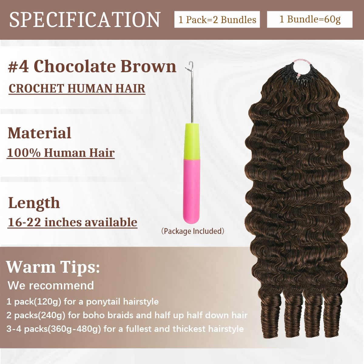 Goulus crochet hair demonstrating invisible knots
