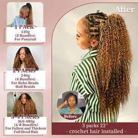 Goulus crochet hair in a half up half down hairstyle