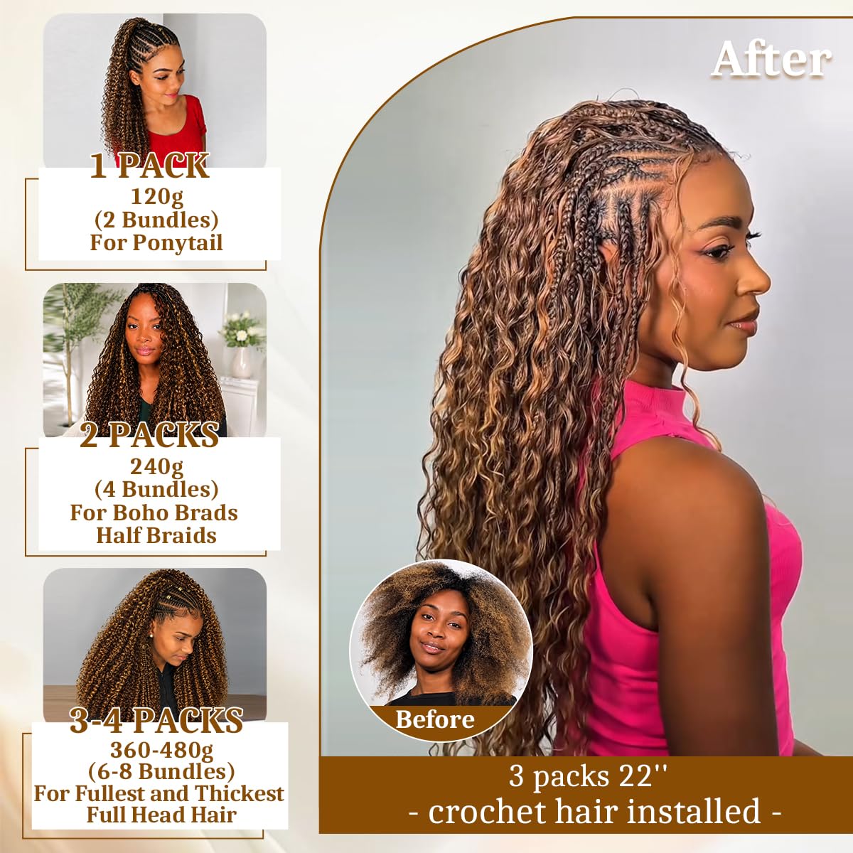 Goulus crochet hair in natural light