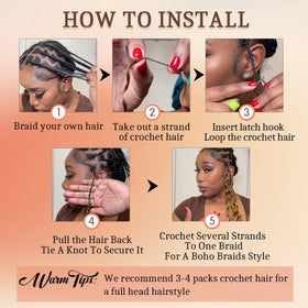 Goulus crochet hair on display with packaging