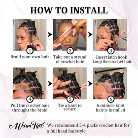 Goulus crochet hair packaging with product details