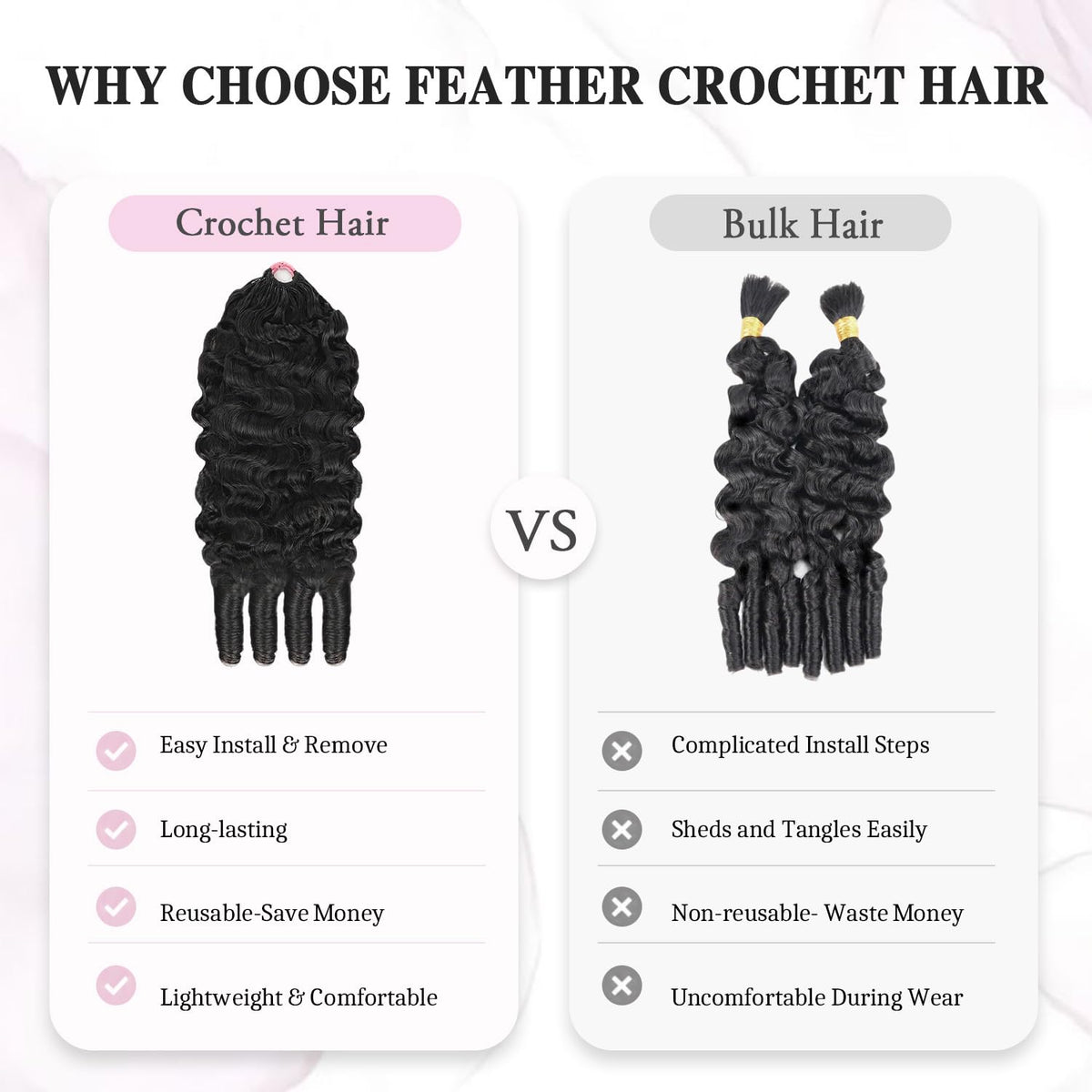Goulus crochet hair showing invisible string