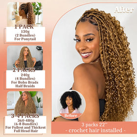 Goulus crochet hair styled in boho braids