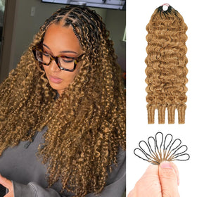 Goulus Honey Blonde Burmese Curly Crochet Hair front view
