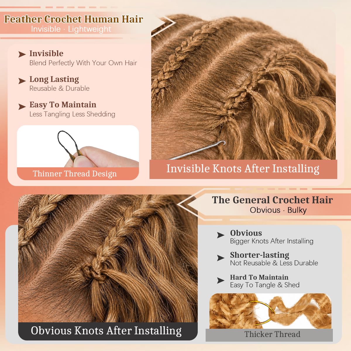 Goulus Honey Blonde crochet hair bundles close-up