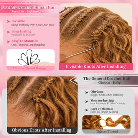 Goulus Honey Brown Burmese Curly Crochet Hair close-up of texture