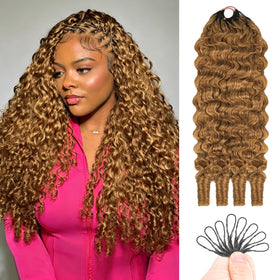 Goulus Honey Brown Burmese Curly Crochet Hair front view
