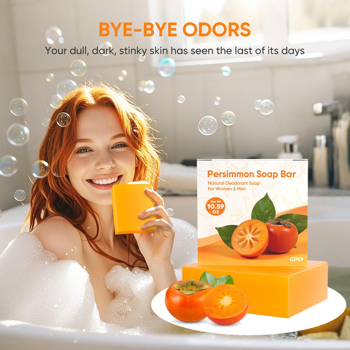 GPP Persimmon Soap Bar back view with ingredients