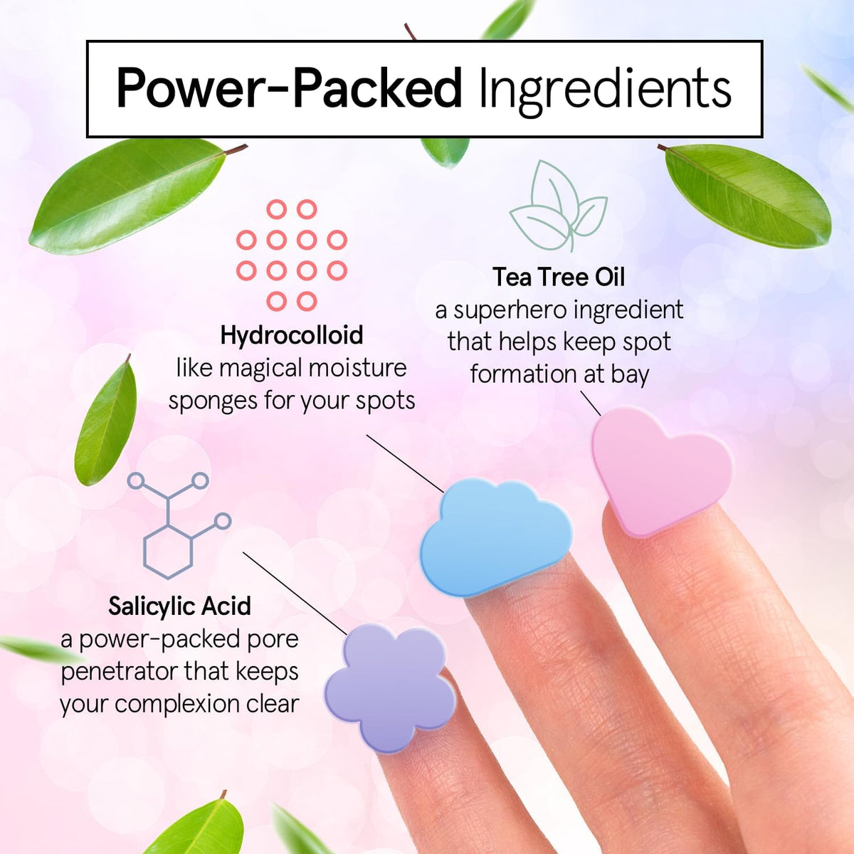 grace & stella acne patches heart shape close-up