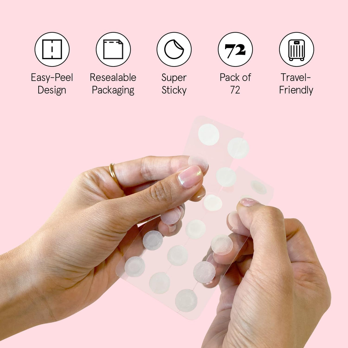 grace & stella acne patches with a hand holding the packaging