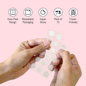 grace & stella acne patches with a hand holding the packaging