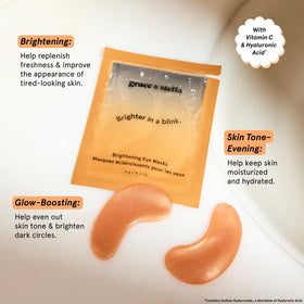 grace & stella Brightening Eye Patches application on under eyes