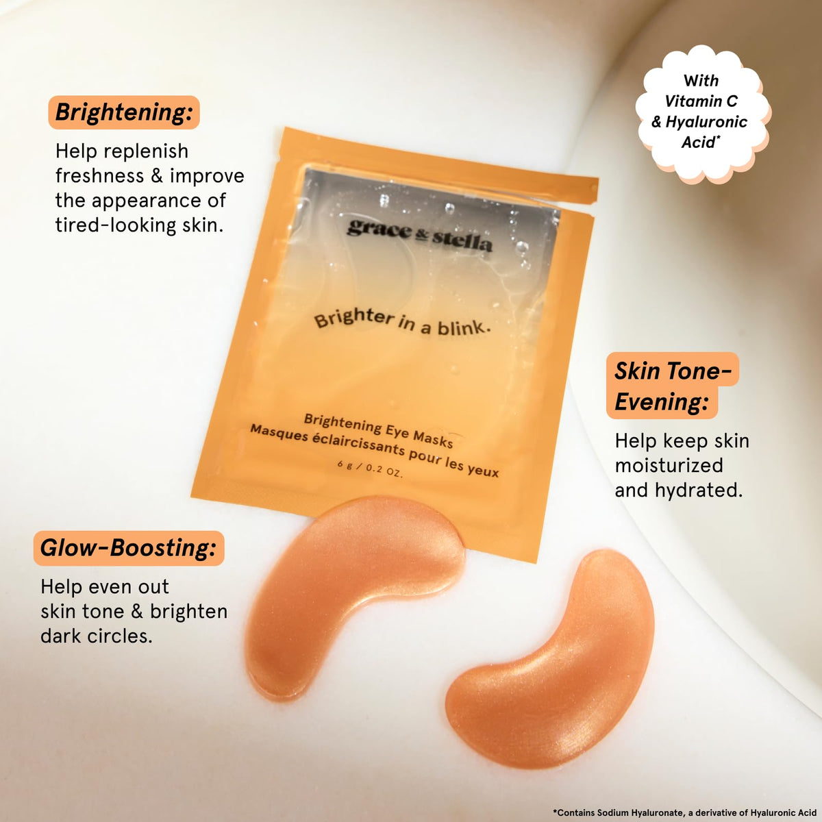 grace & stella Brightening Eye Patches close-up of gel texture