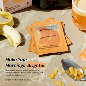 grace & stella Brightening Eye Patches in use during morning routine
