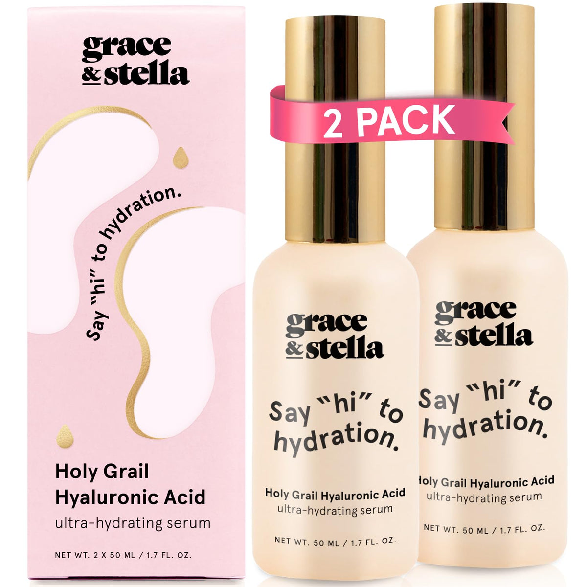 grace & stella Hyaluronic Acid Serum 50ml front view