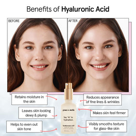 grace & stella Hyaluronic Acid Serum 50ml on a bathroom counter