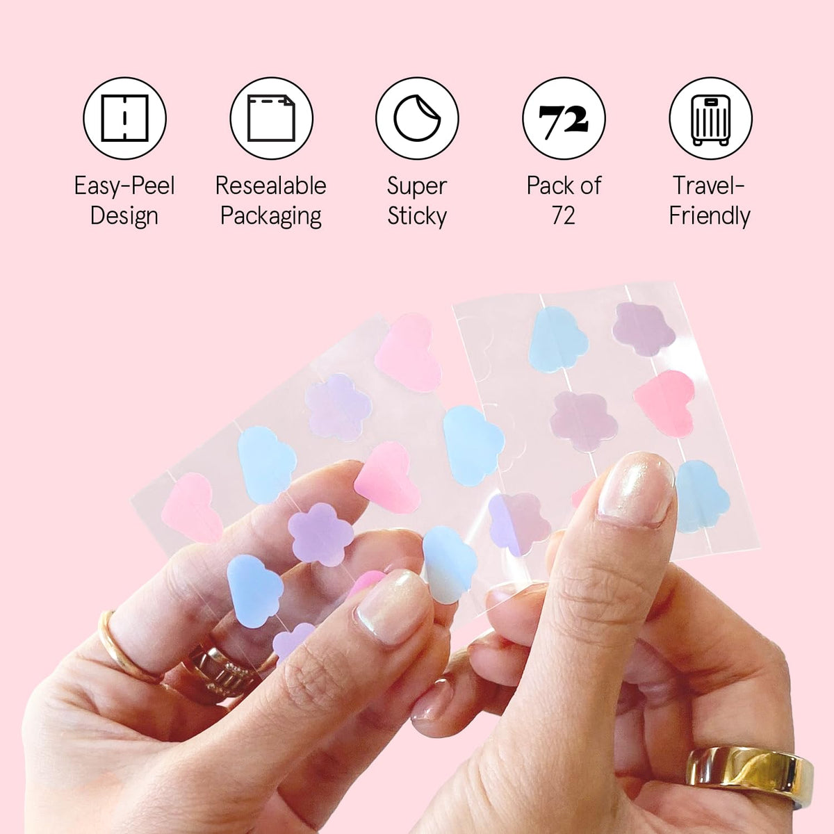 grace & stella hydrocolloid acne patches in a hand