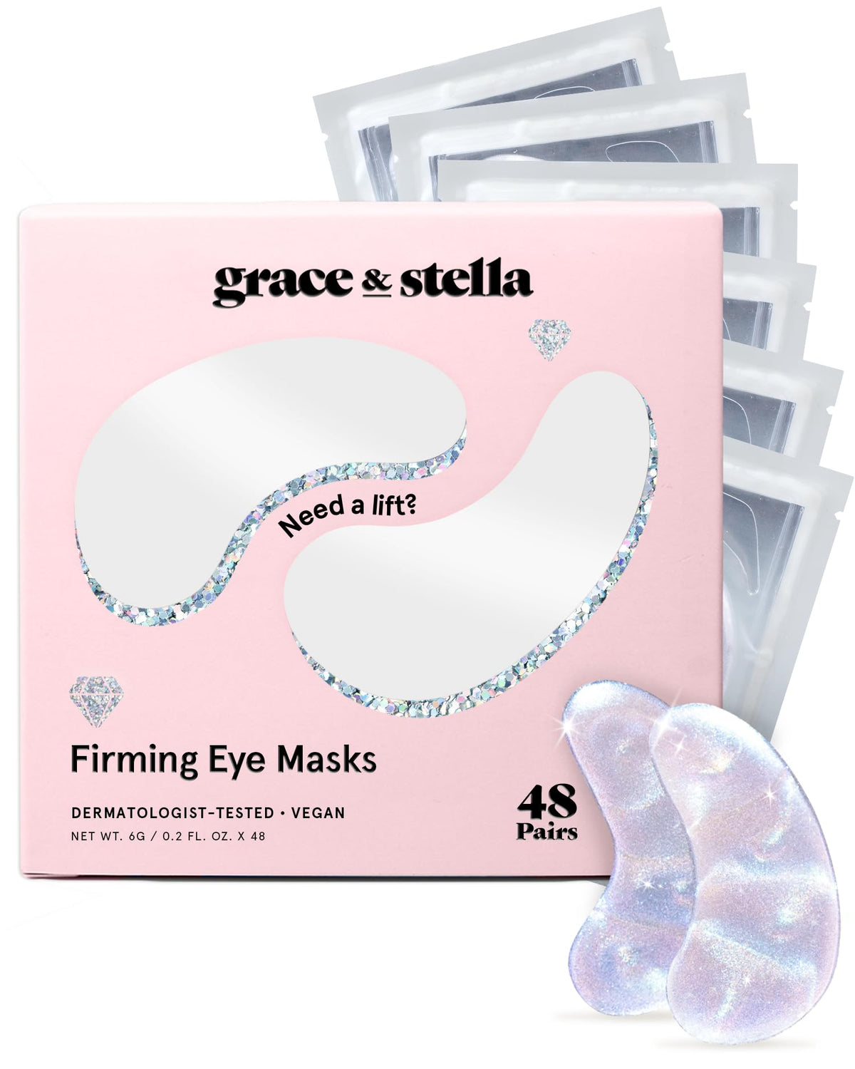 grace & stella Peptide Under Eye Patches front view in packaging