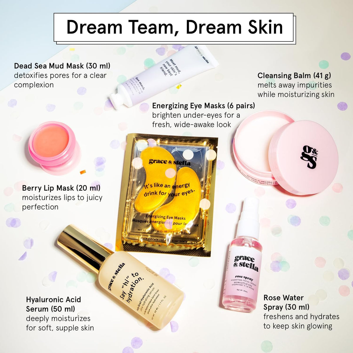 grace & stella Skin Care Set colourful packaging