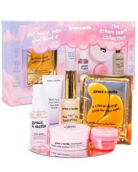 grace & stella Skin Care Set contents including eye patches and serum