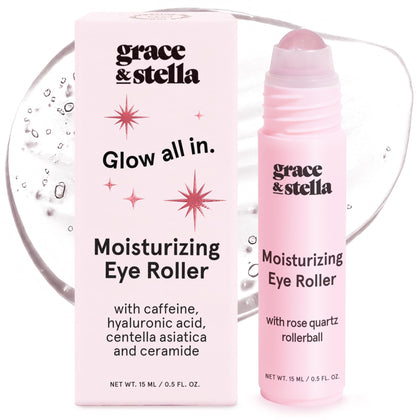 grace & stella Under Eye Brightener with Rose Quartz Rollerball front view