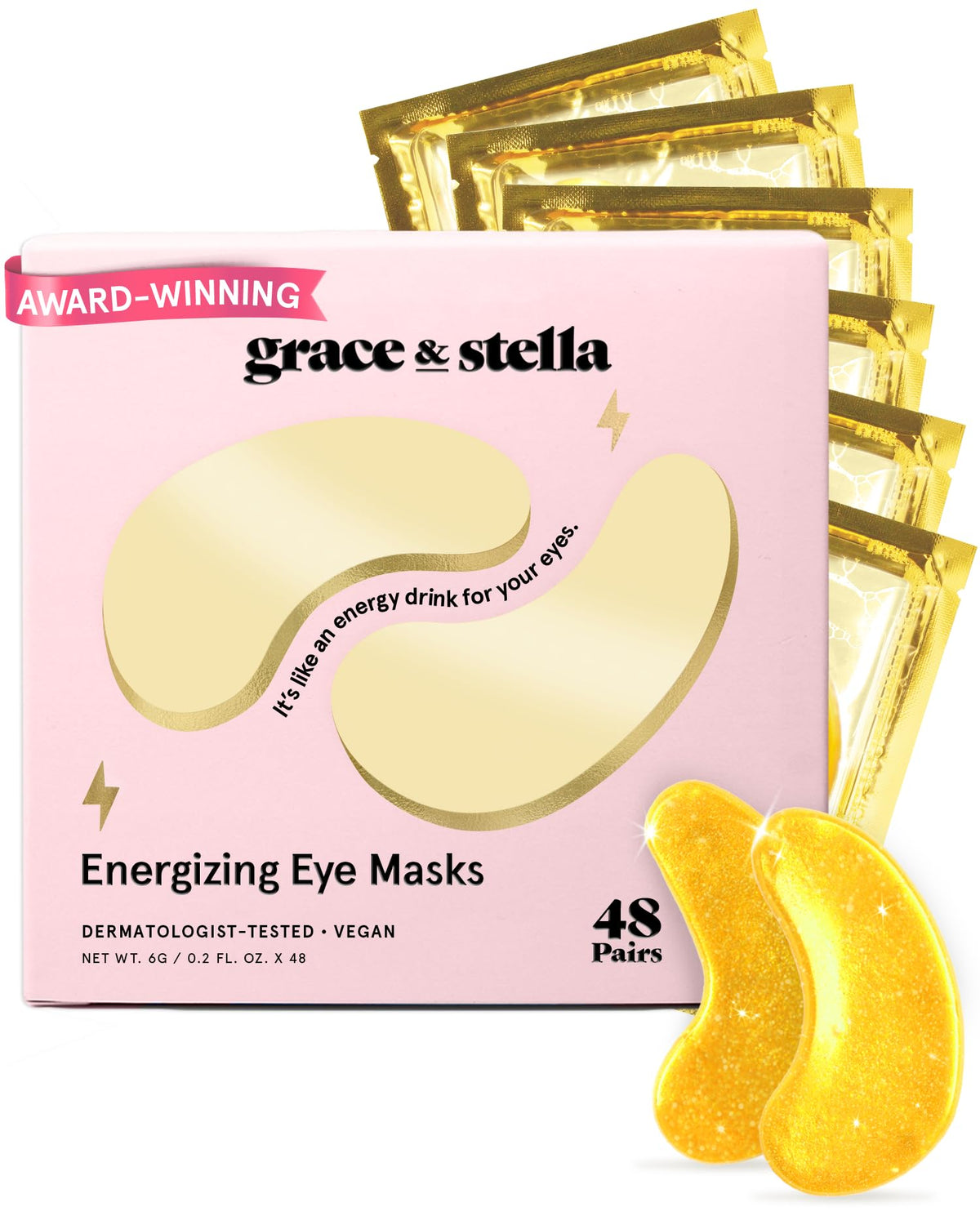grace & stella Under Eye Mask gold packaging front view