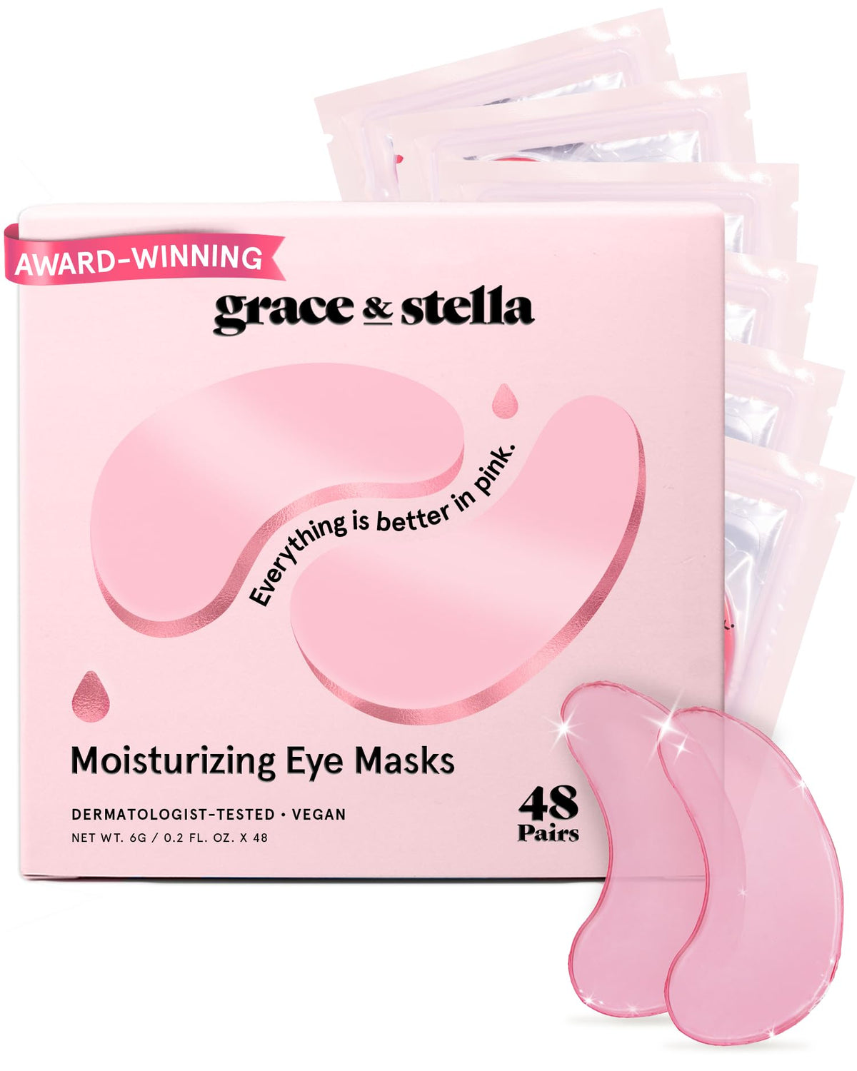 grace & stella Under Eye Mask pink packaging front view