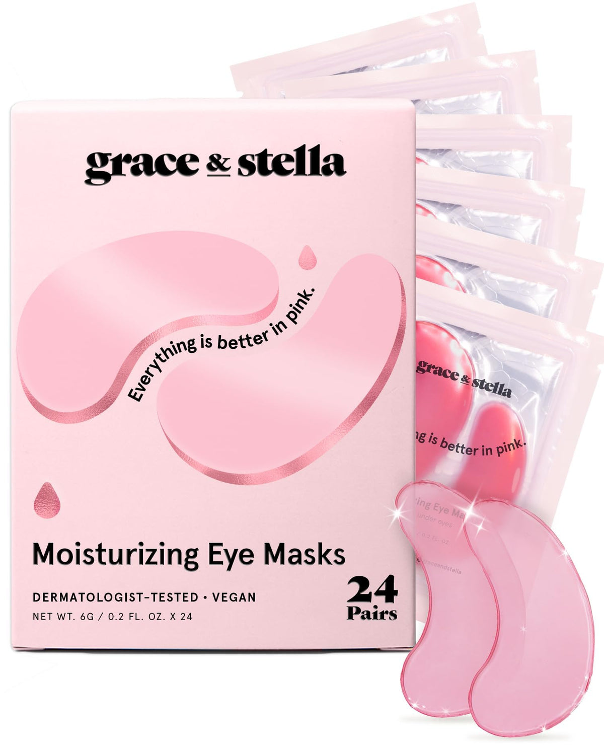 grace & stella Under Eye Mask pink packaging front view
