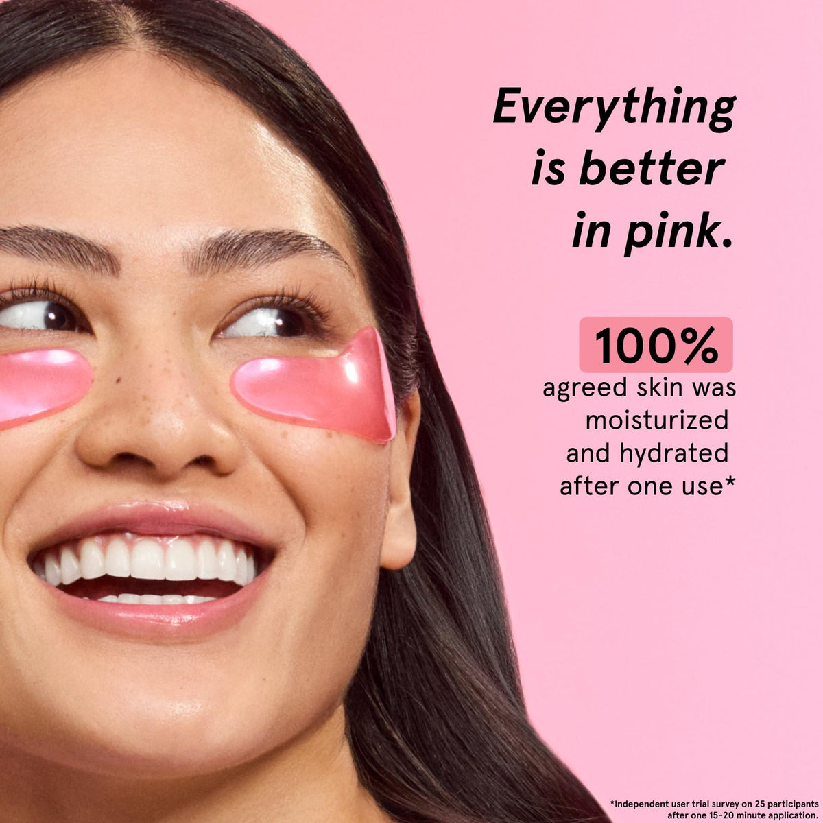 grace & stella Under Eye Mask pink patches in use