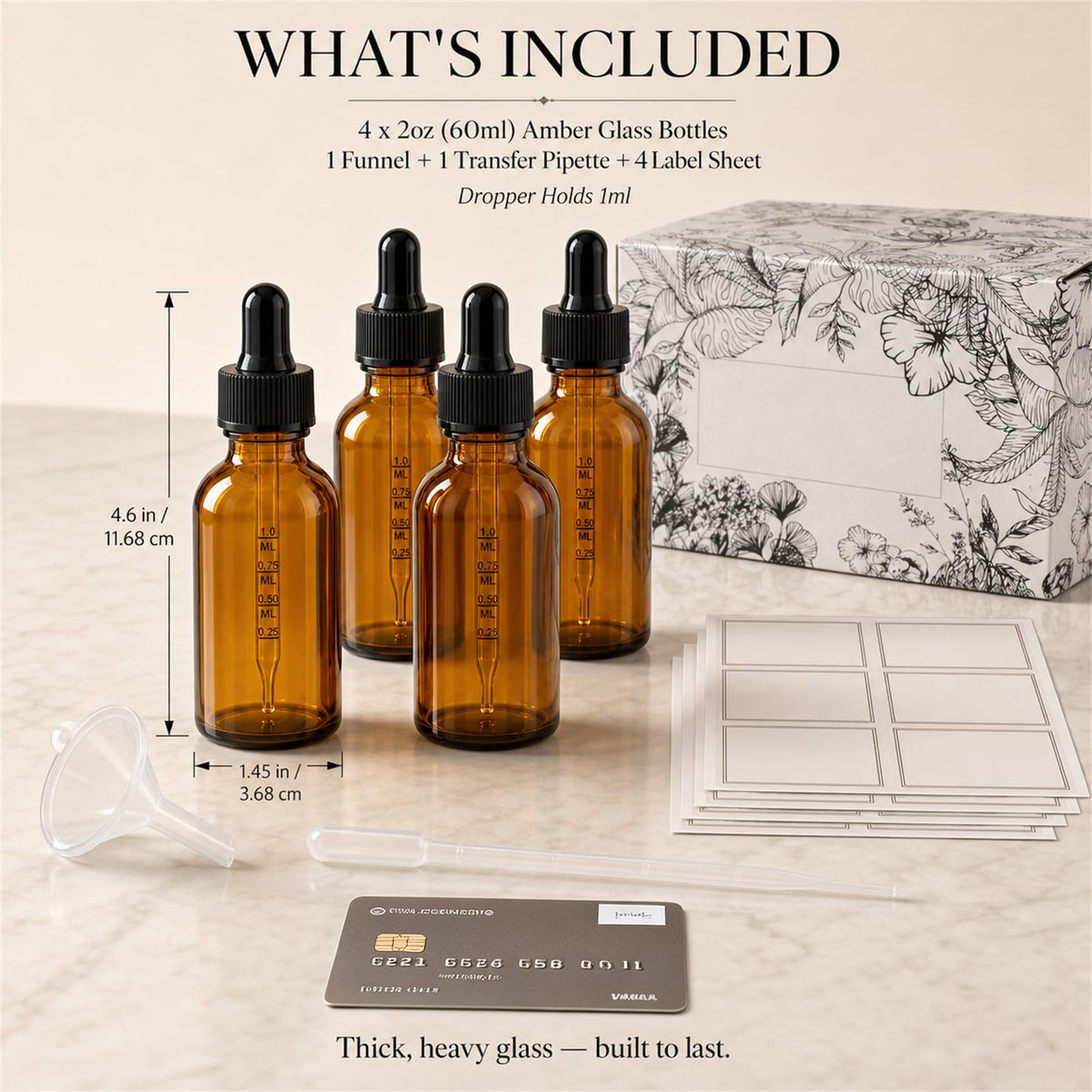 Graduated scale on PrettyCare amber dropper bottle