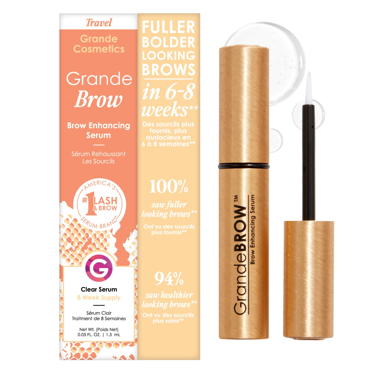 Grande Cosmetics GrandeBROW Brow support Serum 1.5mL front view