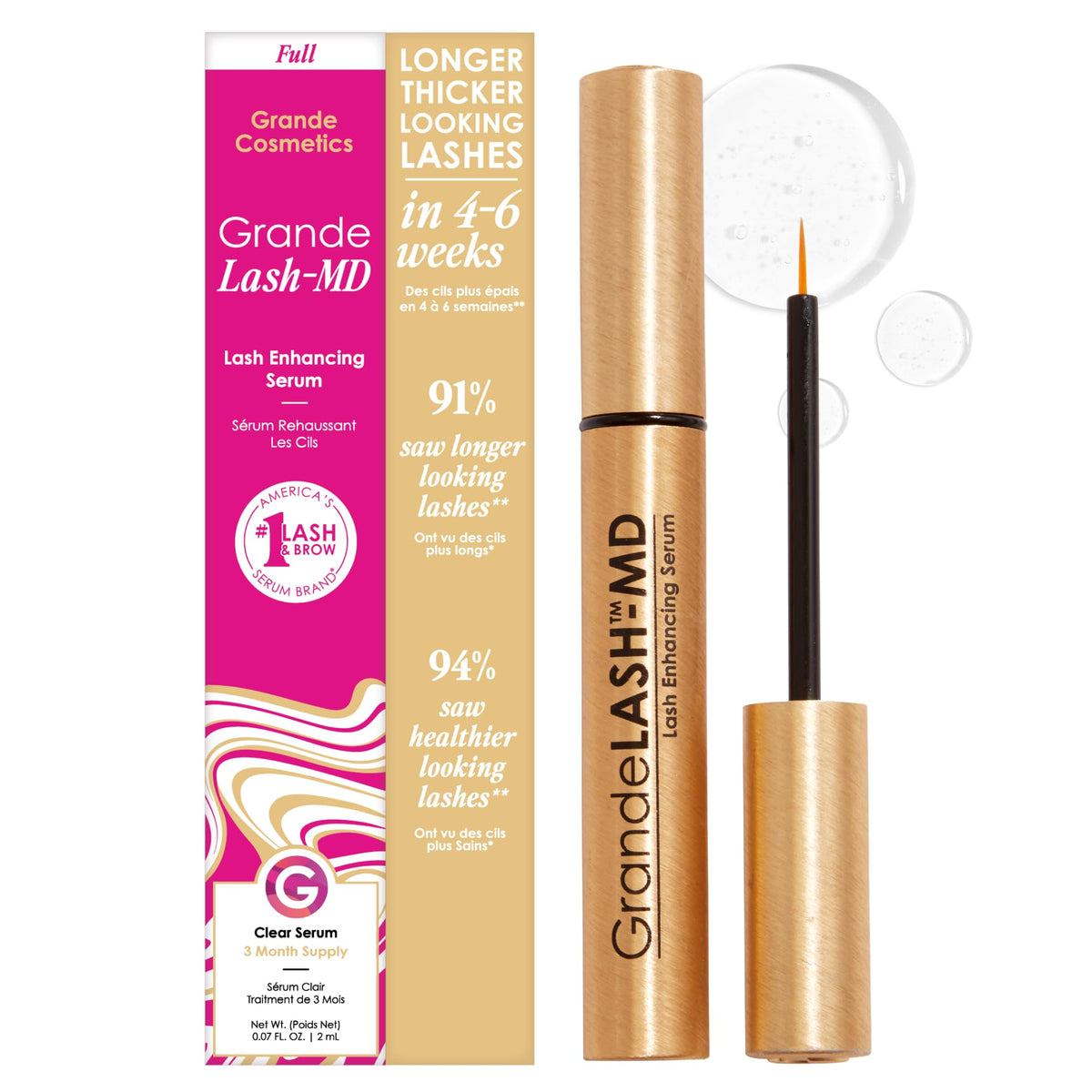 Grande Cosmetics GrandeLASH-MD Lash support Serum 2mL front view