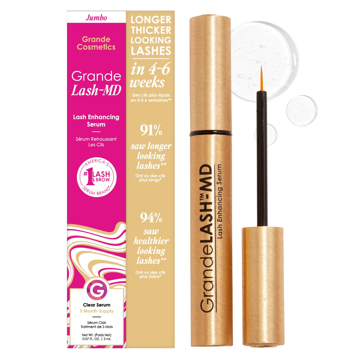 Grande Cosmetics GrandeLASH-MD Lash support Serum 4mL front view