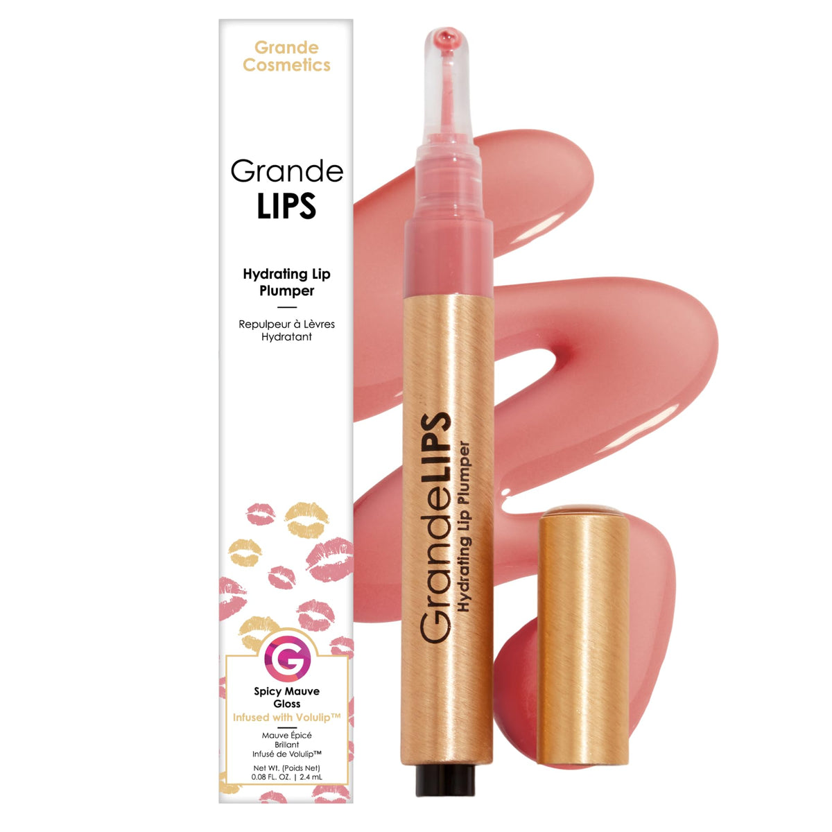 Grande Cosmetics GrandeLIPS Hydrating Lip Plumper Gloss in Spicy Mauve front view